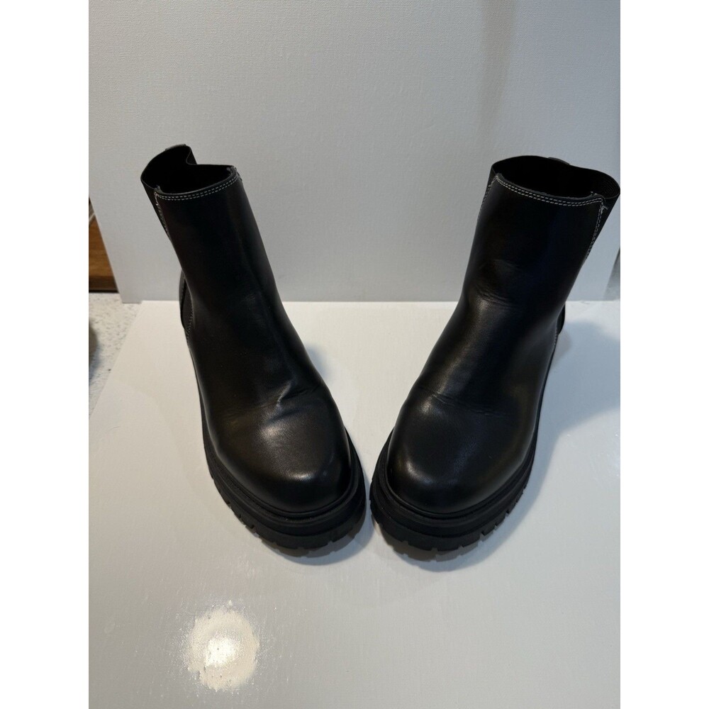 Y2K Nine West Chunky Sole Toe Pull On Chelsea Ankle Boots 8.5 90s Goth Black - Picture 16 of 16